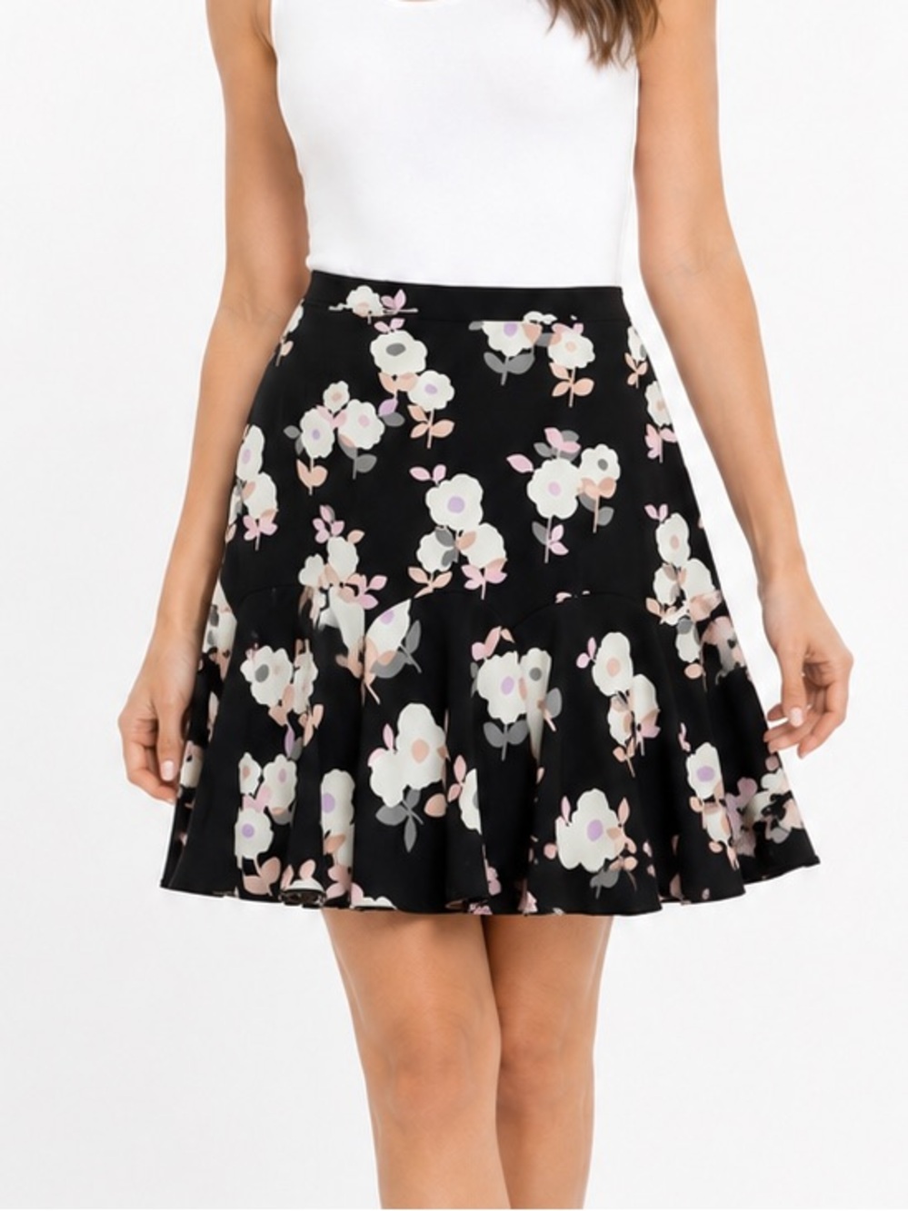 Kate Spade New York Floral Fit & Flare Skirt Black Pink Cream Lined Size 6